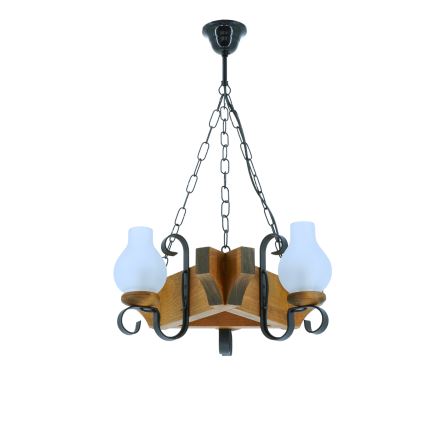 Lampadario a sospensione con catena QUEEN 3xE14/40W/230V faggio