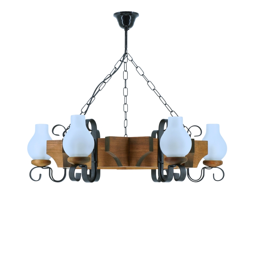 Lampadario a sospensione con catena QUEEN 6xE14/40W/230V faggio