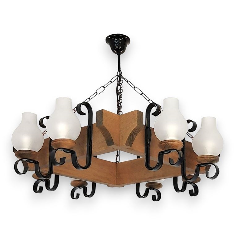 Lampadario a sospensione con catena QUEEN 8xE14/40W/230V faggio
