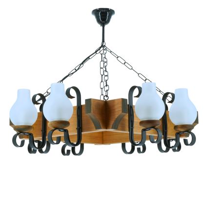 Lampadario a sospensione con catena QUEEN 8xE14/40W/230V faggio