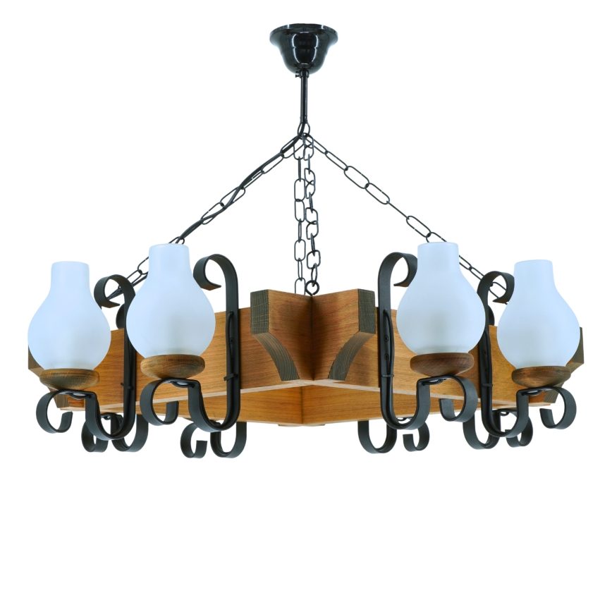 Lampadario a sospensione con catena QUEEN 8xE14/40W/230V faggio