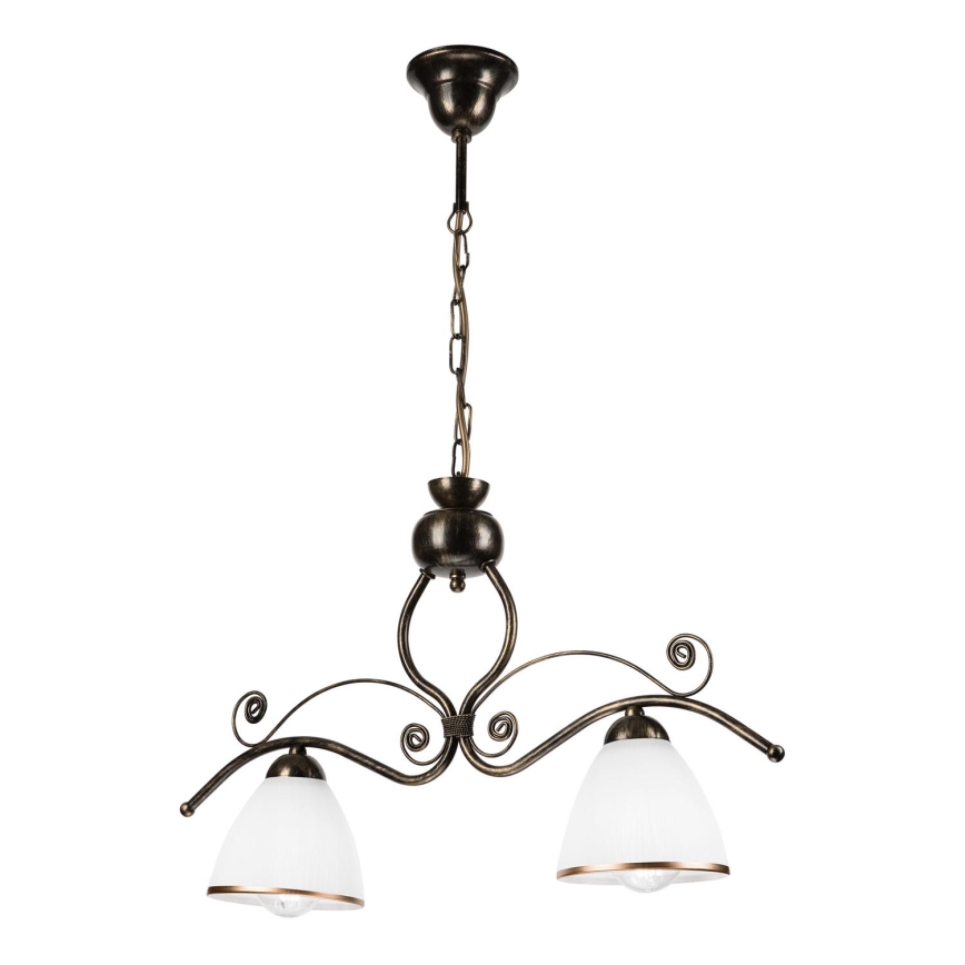 Lampadario a sospensione con catena RETRO 2xE27/60W/230V bronzo/patina