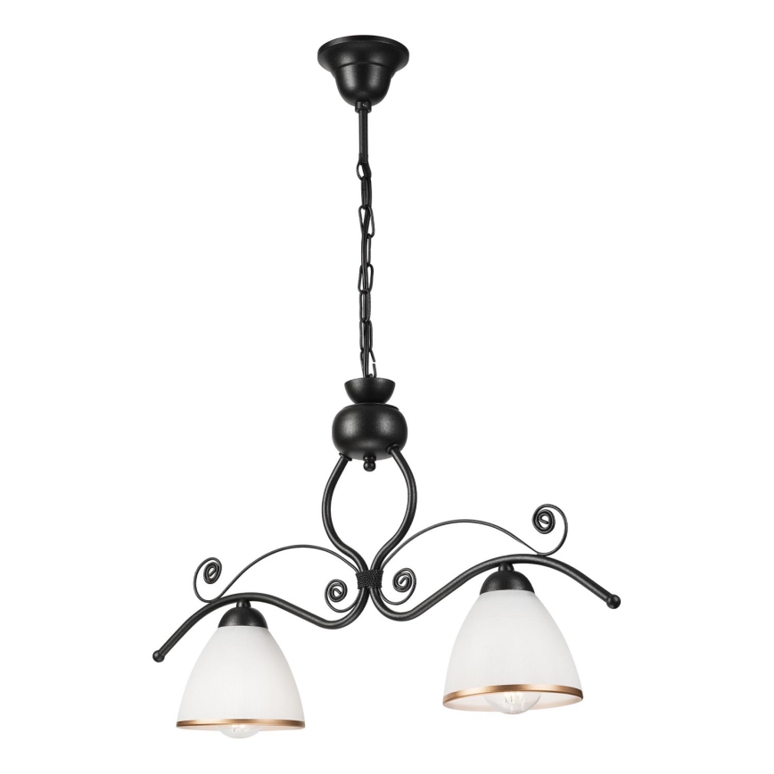 Lampadario a sospensione con catena RETRO 2xE27/60W/230V nero