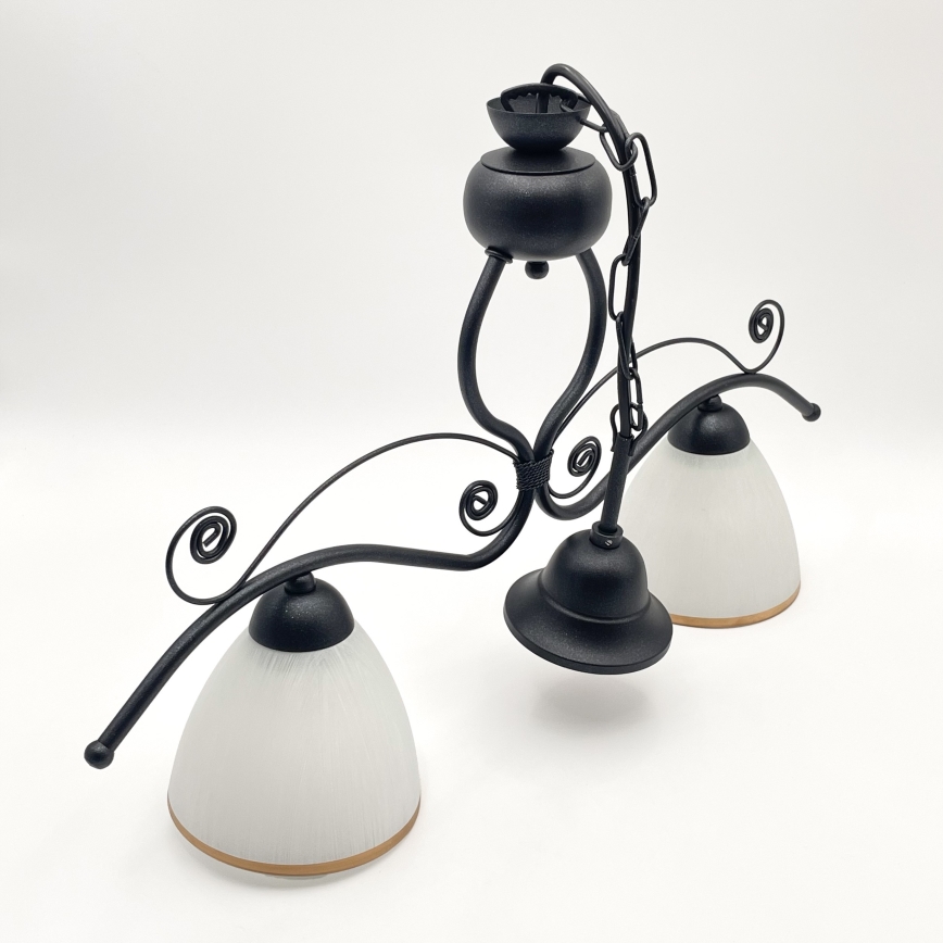 Lampadario a sospensione con catena RETRO 2xE27/60W/230V nero
