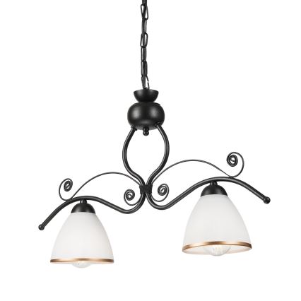 Lampadario a sospensione con catena RETRO 2xE27/60W/230V nero