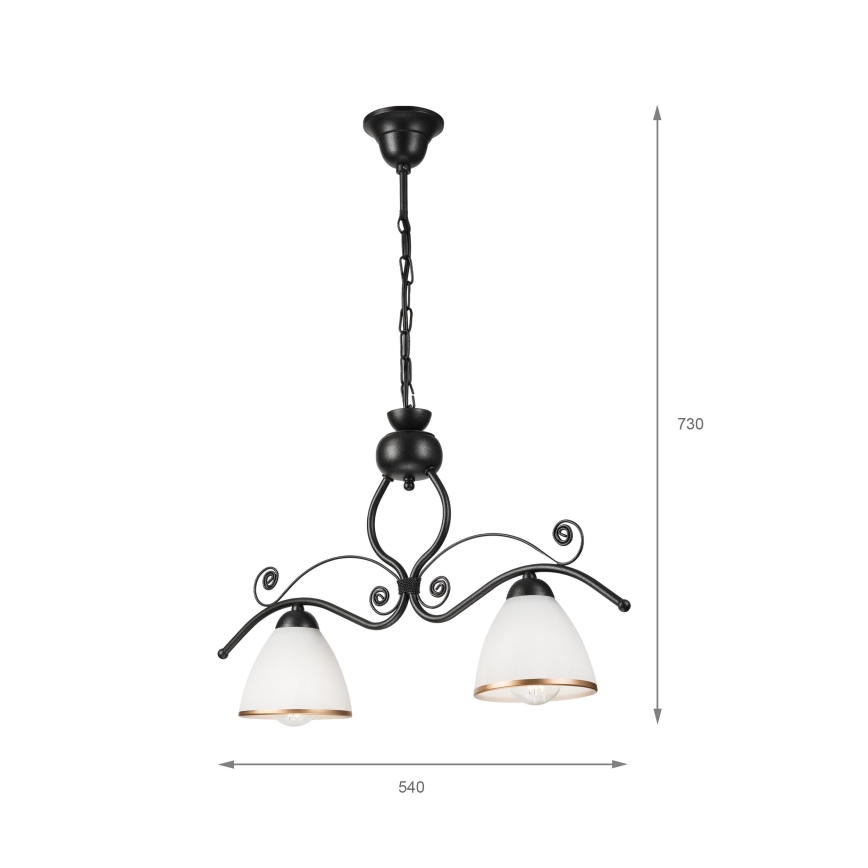 Lampadario a sospensione con catena RETRO 2xE27/60W/230V nero