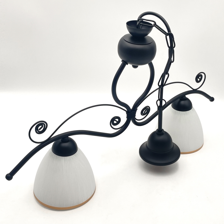 Lampadario a sospensione con catena RETRO 2xE27/60W/230V opaco nero