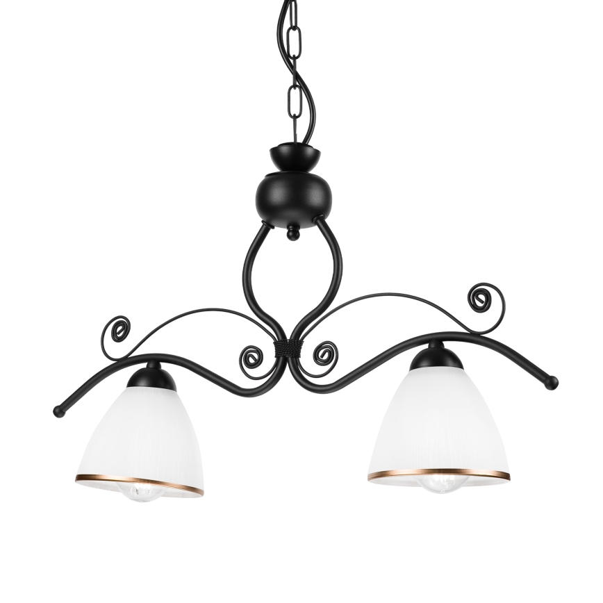 Lampadario a sospensione con catena RETRO 2xE27/60W/230V opaco nero