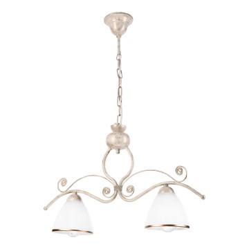 Lampadario a sospensione con catena RETRO 2xE27/60W/230V oro/patina
