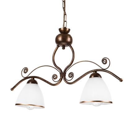 Lampadario a sospensione con catena RETRO 2xE27/60W/230V rame/patina