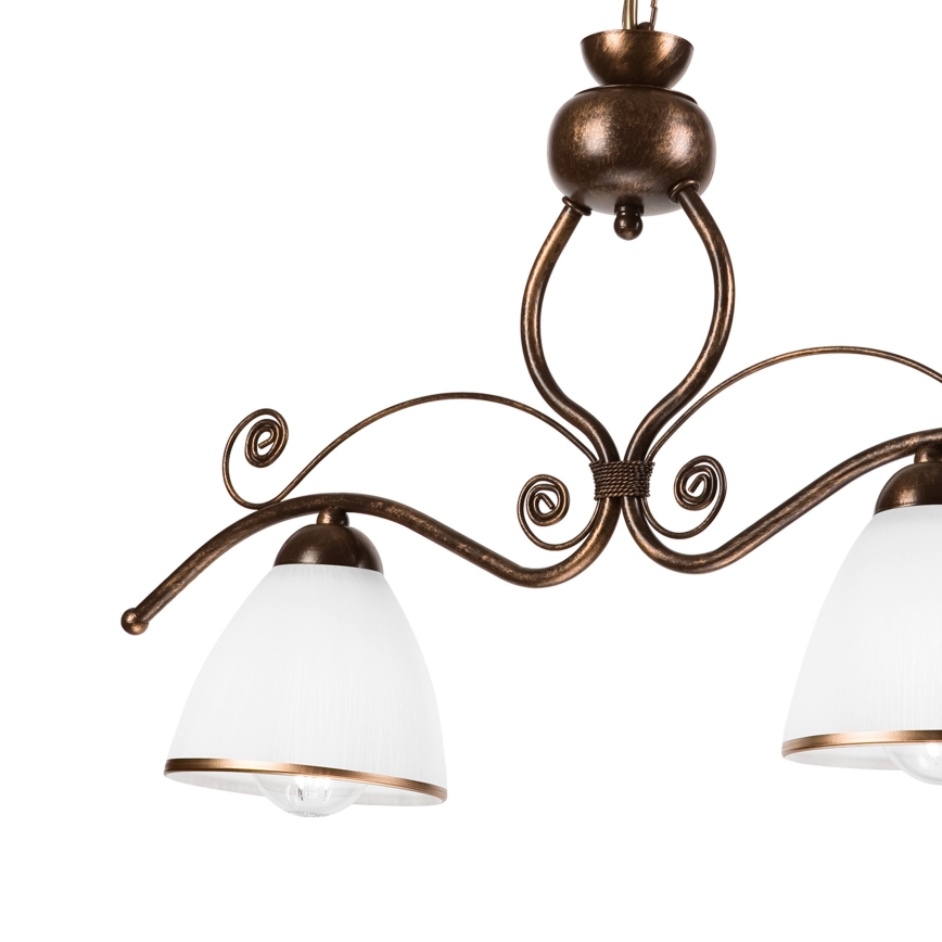 Lampadario a sospensione con catena RETRO 2xE27/60W/230V rame/patina