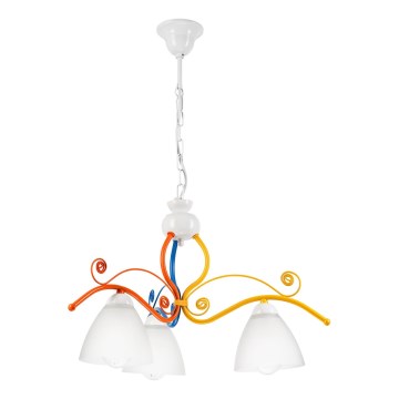 Lampadario a sospensione con catena RETRO 3xE27/60W/230V bianco/colorato