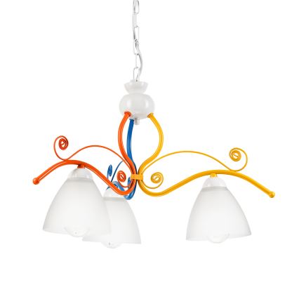 Lampadario a sospensione con catena RETRO 3xE27/60W/230V bianco/colorato