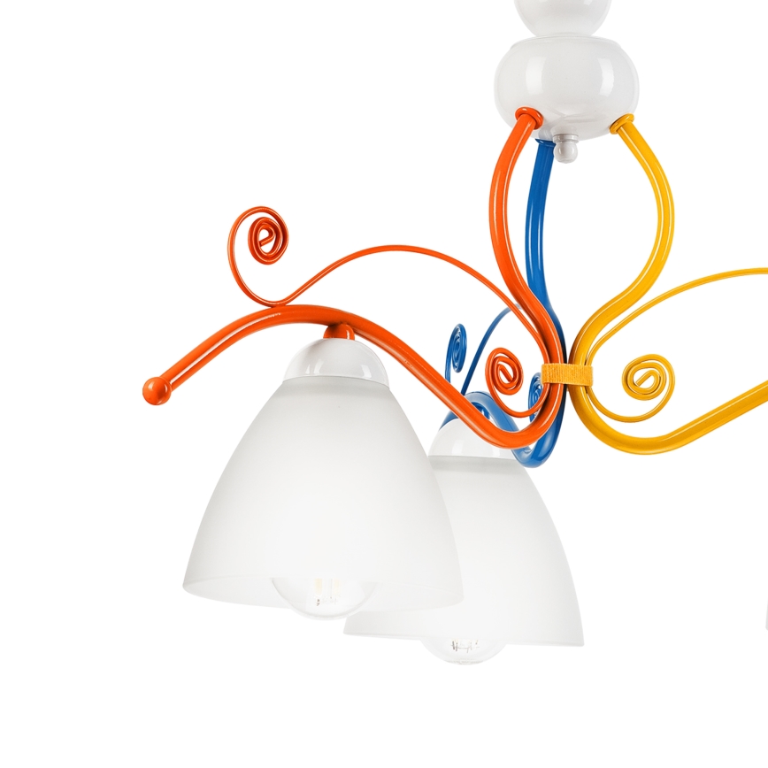 Lampadario a sospensione con catena RETRO 3xE27/60W/230V bianco/colorato