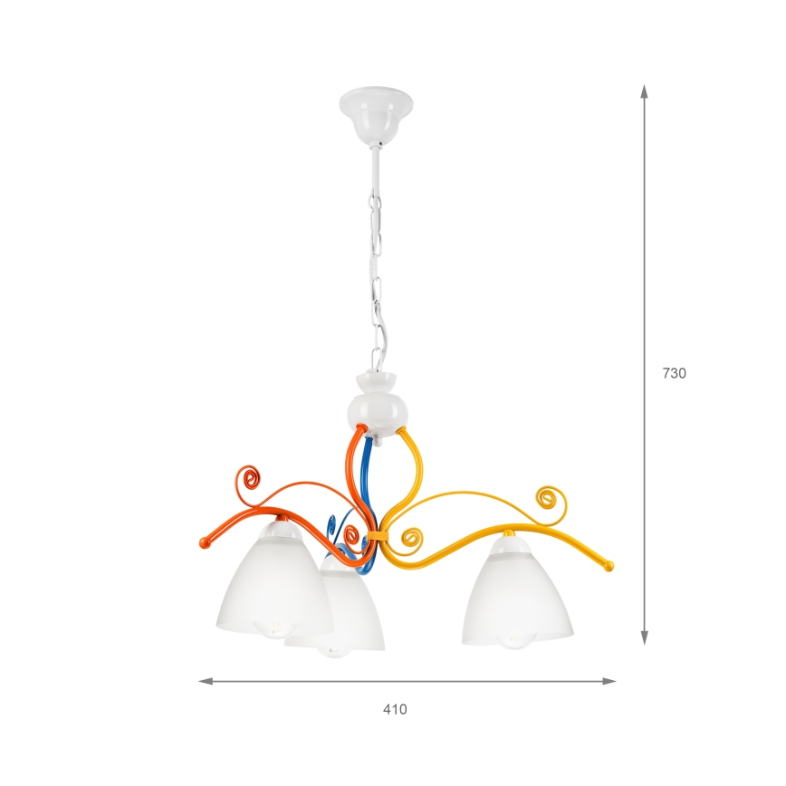 Lampadario a sospensione con catena RETRO 3xE27/60W/230V bianco/colorato