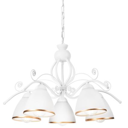 Lampadario a sospensione con catena RETRO II 5xE27/60W/230V bianco