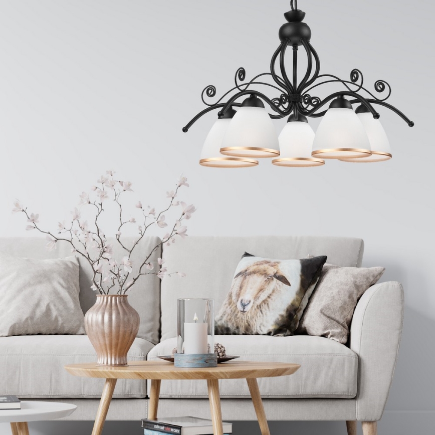 Lampadario a sospensione con catena RETRO II 5xE27/60W/230V
