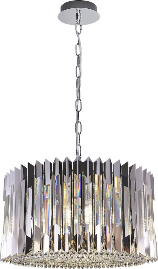Lampadario a sospensione con catena RITZ 12xE14/40W/230V diametro 54 cm cromo lucido