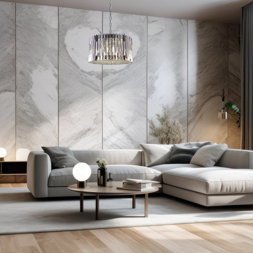 Lampadario a sospensione con catena RITZ 12xE14/40W/230V diametro 54 cm cromo lucido
