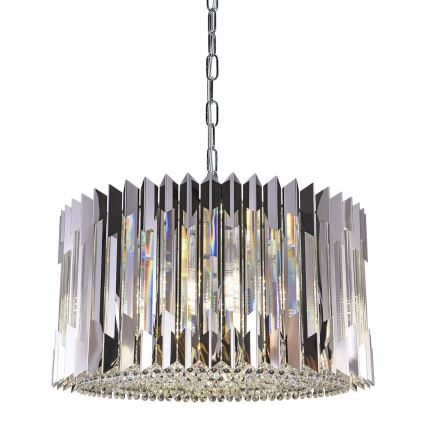 Lampadario a sospensione con catena RITZ 12xE14/40W/230V diametro 54 cm cromo lucido