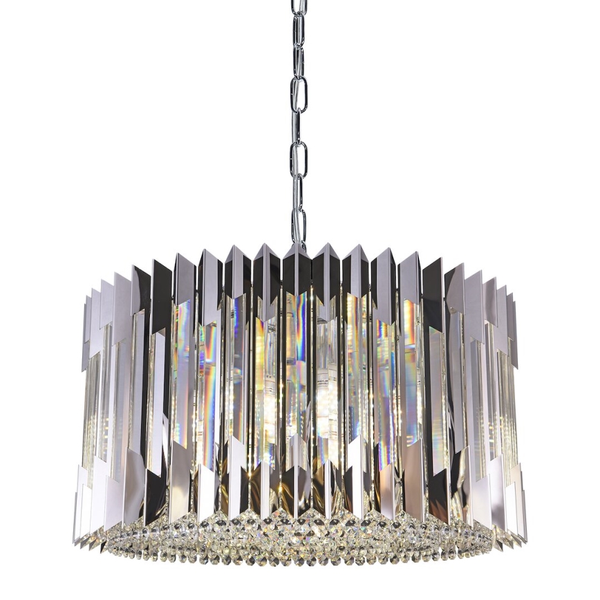 Lampadario a sospensione con catena RITZ 12xE14/40W/230V diametro 54 cm cromo lucido