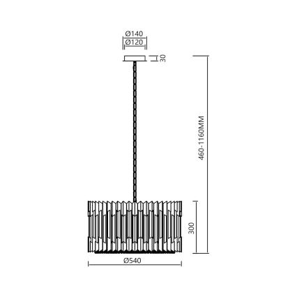 Lampadario a sospensione con catena RITZ 12xE14/40W/230V diametro 54 cm cromo lucido