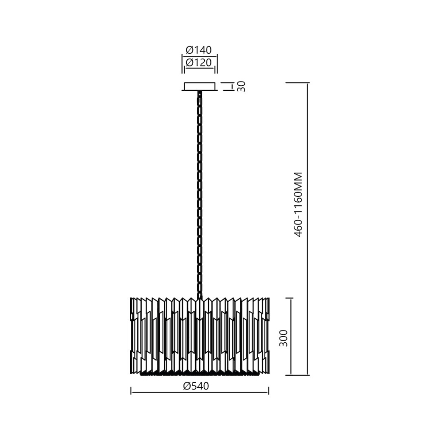 Lampadario a sospensione con catena RITZ 12xE14/40W/230V diametro 54 cm cromo lucido