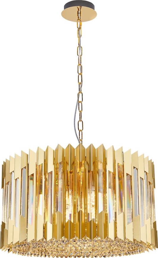 Lampadario a sospensione con catena RITZ 12xE14/40W/230V diametro 54 cm oro
