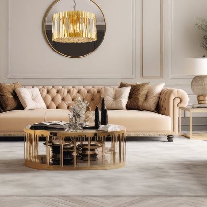 Lampadario a sospensione con catena RITZ 12xE14/40W/230V diametro 54 cm oro