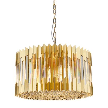 Lampadario a sospensione con catena RITZ 12xE14/40W/230V diametro 54 cm oro