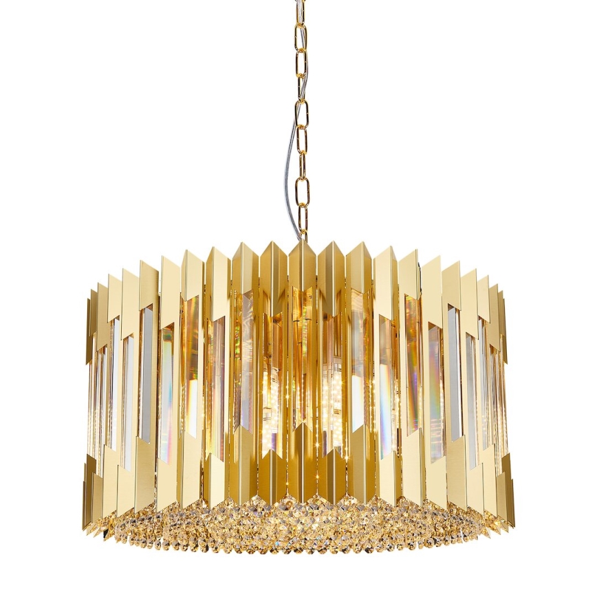 Lampadario a sospensione con catena RITZ 12xE14/40W/230V diametro 54 cm oro