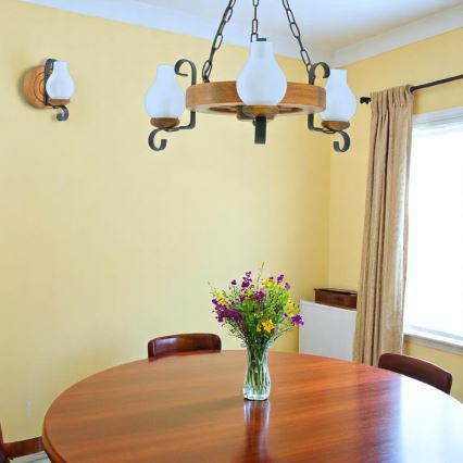 Lampadario a sospensione con catena ROATA 3xE14/40W/230V faggio
