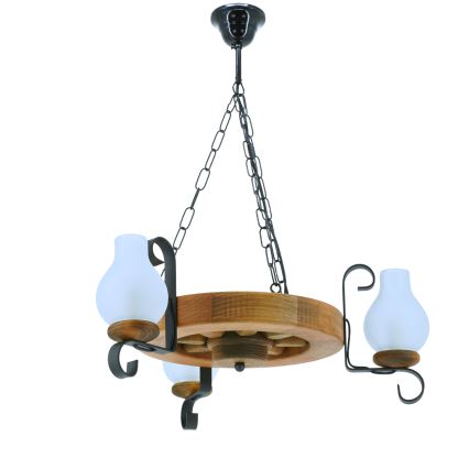 Lampadario a sospensione con catena ROATA 3xE14/40W/230V faggio