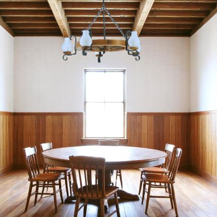Lampadario a sospensione con catena ROATA 5xE14/40W/230V diametro 70 cm faggio