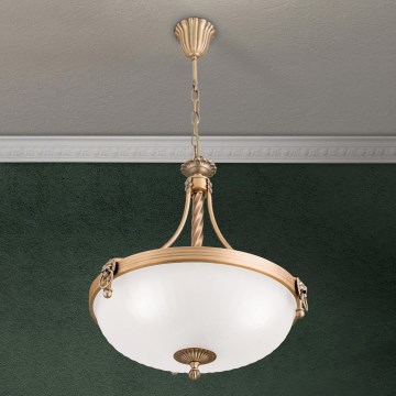 Lampadario a sospensione con catena ROCCA 3xE27/60W/230V diametro 42 cm bronzo/bianco