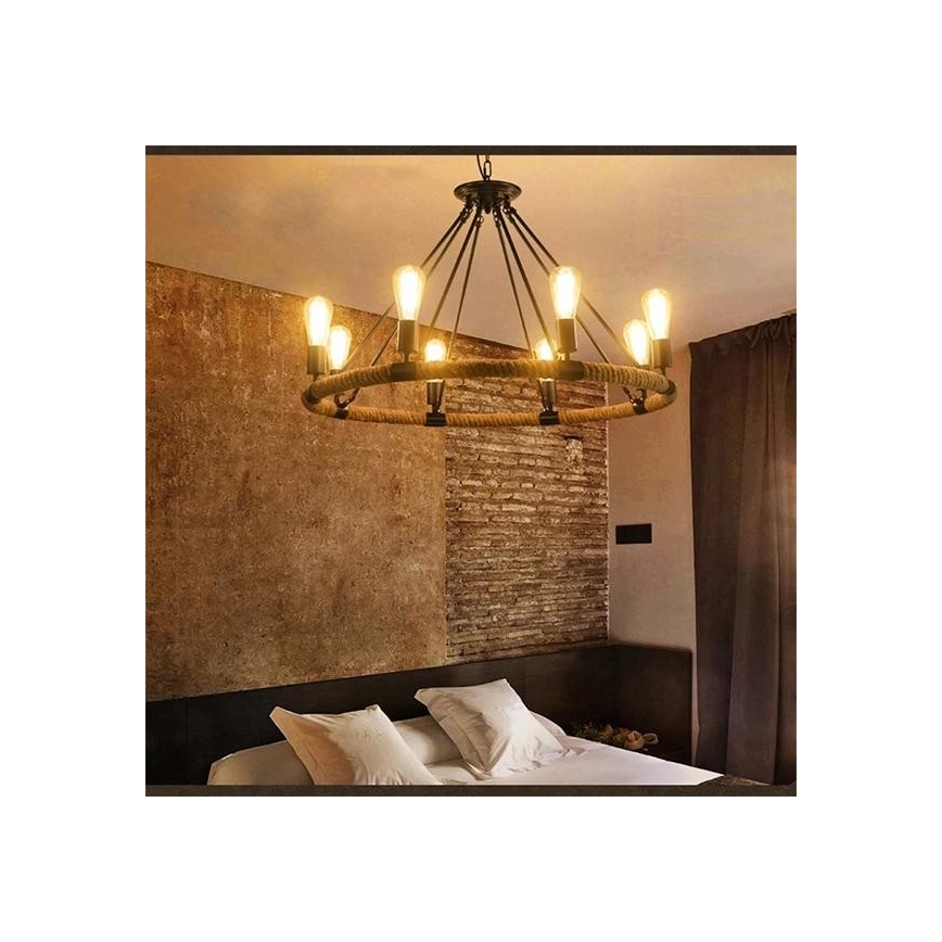 Lampadario a sospensione con catena ROPE ARTHUR 8xE27/20W/230V