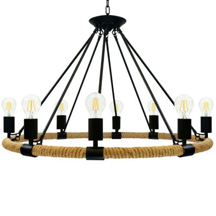 Lampadario a sospensione con catena ROPE ARTHUR 8xE27/20W/230V