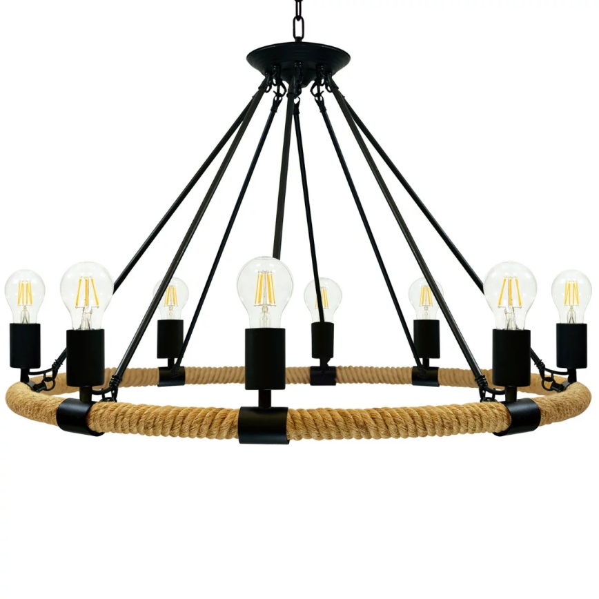Lampadario a sospensione con catena ROPE ARTHUR 8xE27/20W/230V