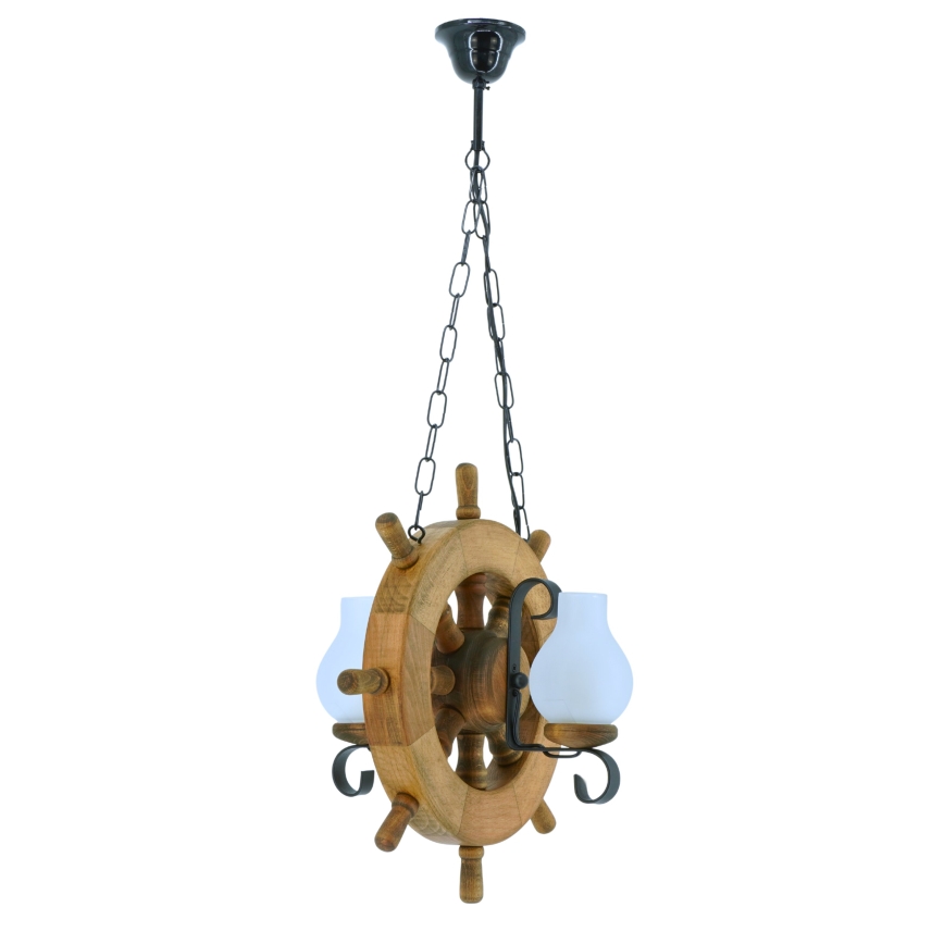 Lampadario a sospensione con catena TIMONA 2xE14/40W/230V faggio