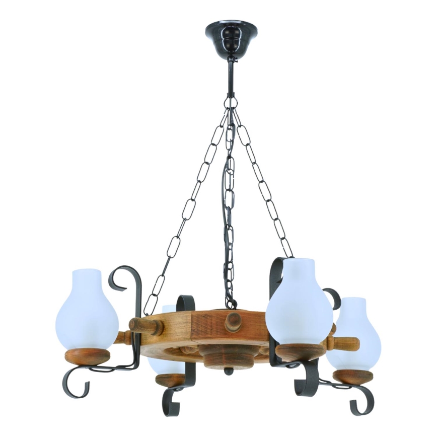 Lampadario a sospensione con catena TIMONA 4xE14/40W/230V faggio