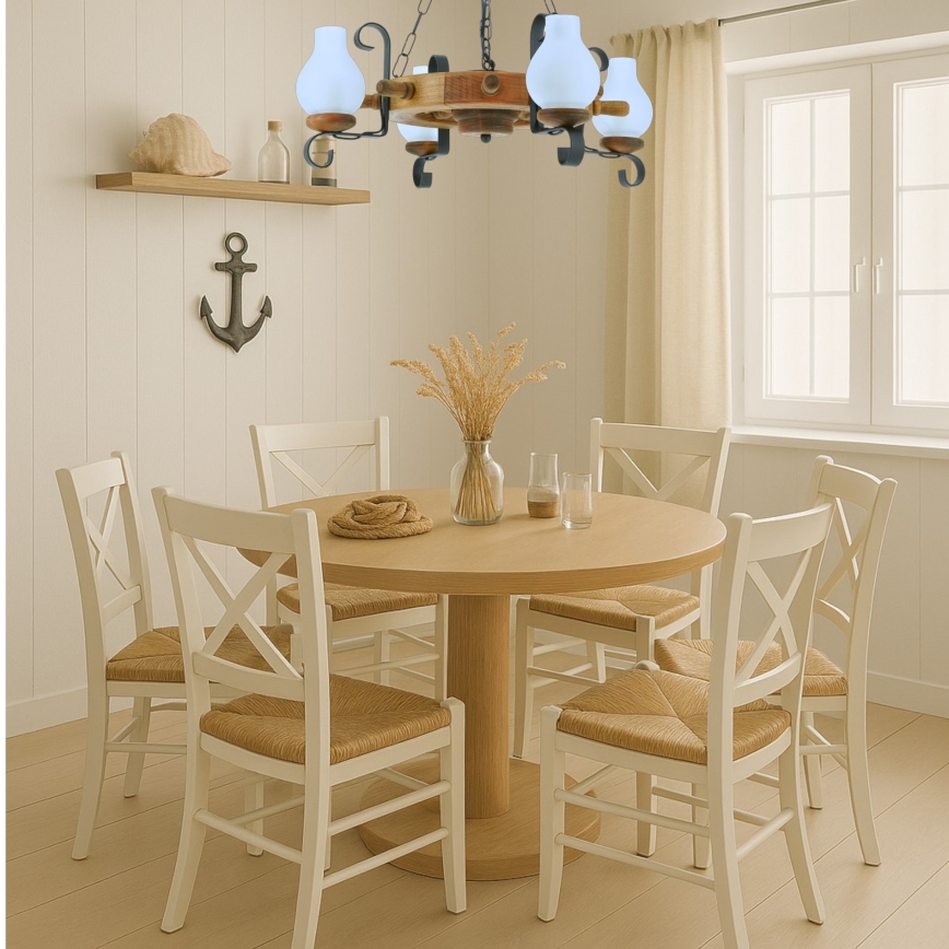 Lampadario a sospensione con catena TIMONA 4xE14/40W/230V faggio