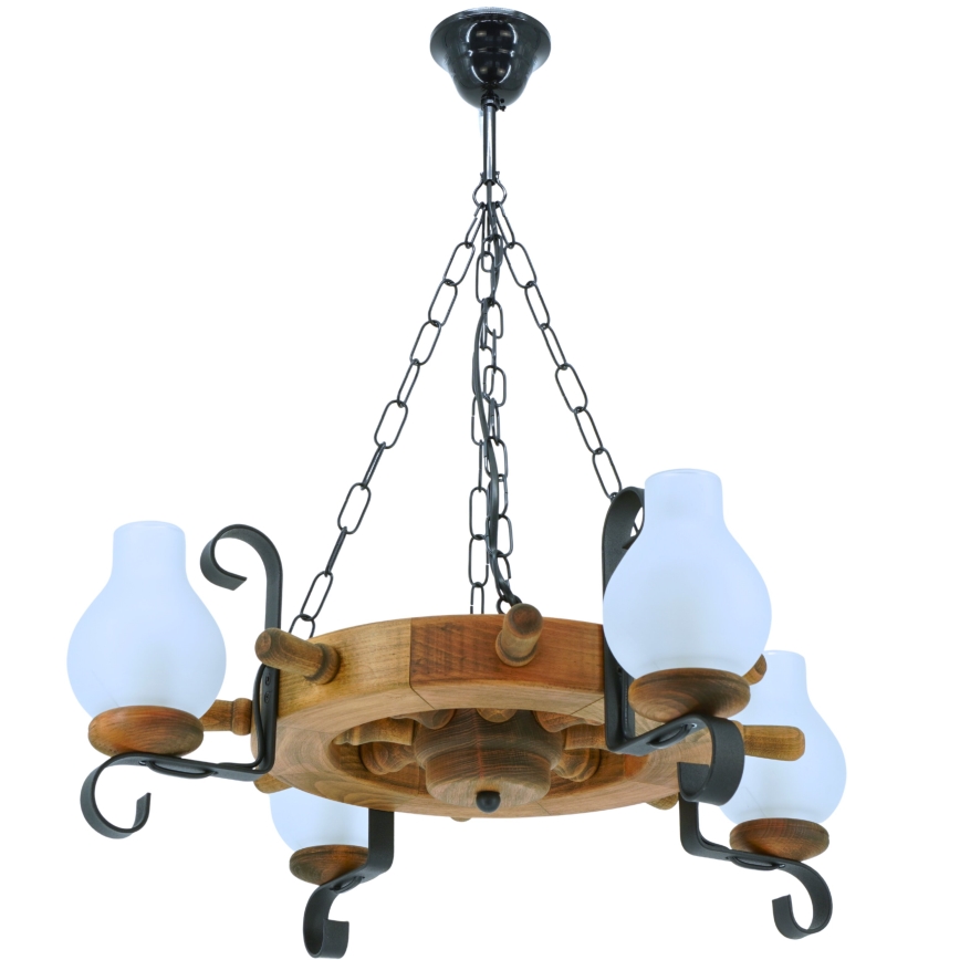 Lampadario a sospensione con catena TIMONA 4xE14/40W/230V faggio