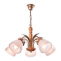 Lampadario a sospensione con catena TULIPAN 5xE27/60W/230V faggio - FSC certificato