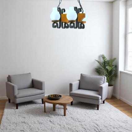 Lampadario a sospensione con catena VELA 4xE14/40W/230V faggio - FSC certificato