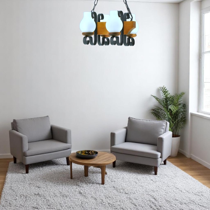 Lampadario a sospensione con catena VELA 4xE14/40W/230V faggio - FSC certificato