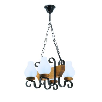 Lampadario a sospensione con catena VELA 4xE14/40W/230V faggio - FSC certificato