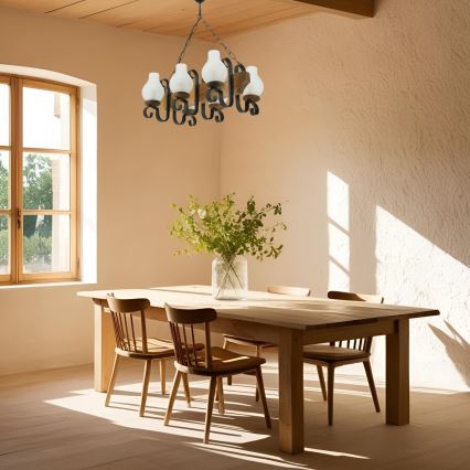 Lampadario a sospensione con catena VELA 6xE14/40W/230V faggio