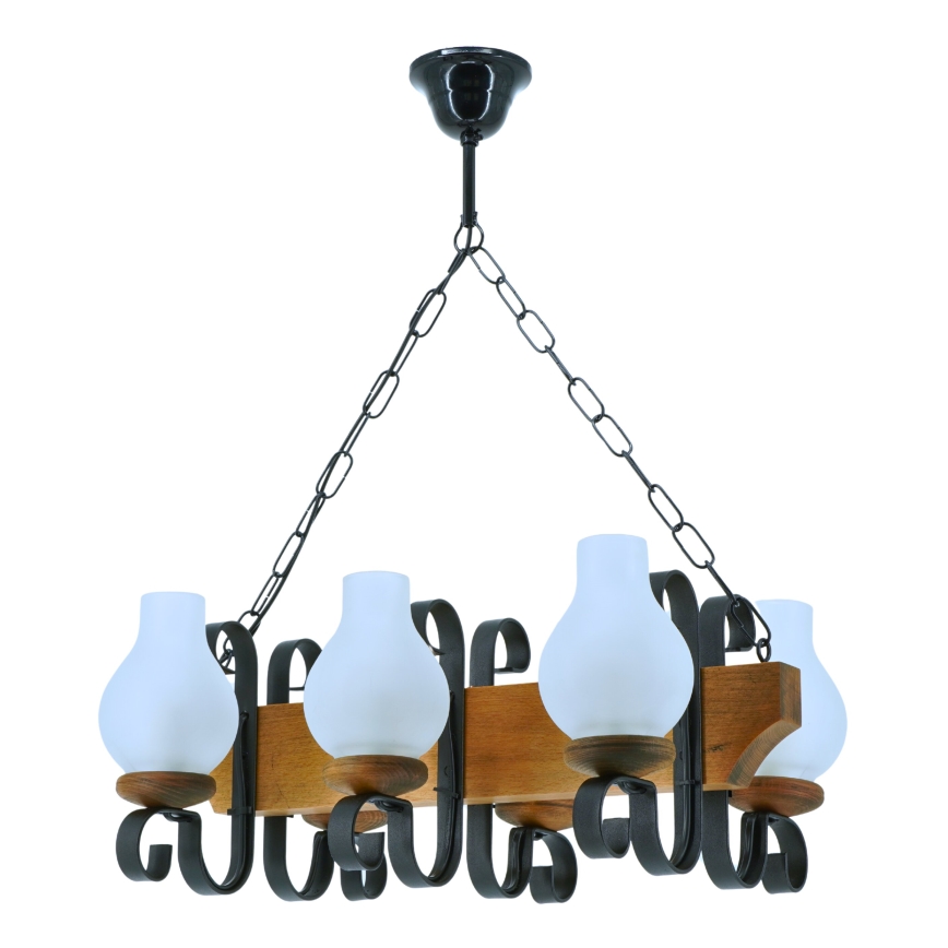 Lampadario a sospensione con catena VELA 6xE14/40W/230V faggio