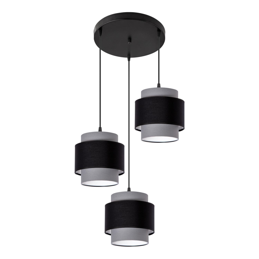 Lampadario a sospensione con cavo 3xE27/60W/230V grigio