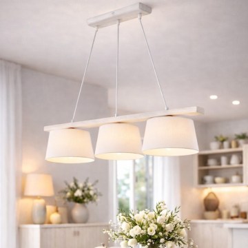 Lampadario a sospensione con cavo AIDA 3xE27/60W/230V rovere/bianco